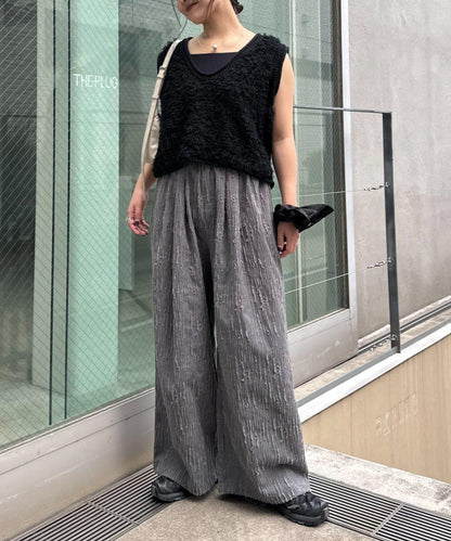 【CIAOPANIC TYPY】提花褶皺寬腿褲