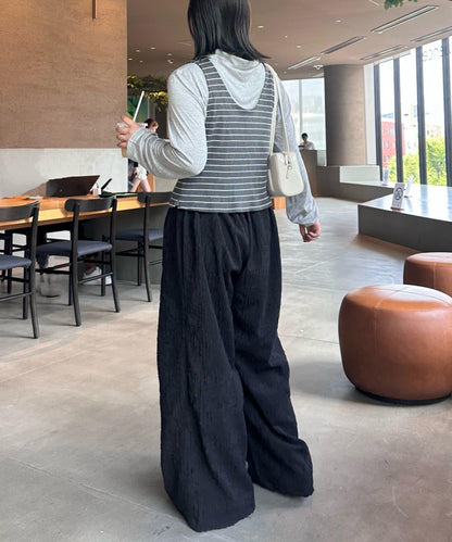 【CIAOPANIC TYPY】提花褶皺寬腿褲