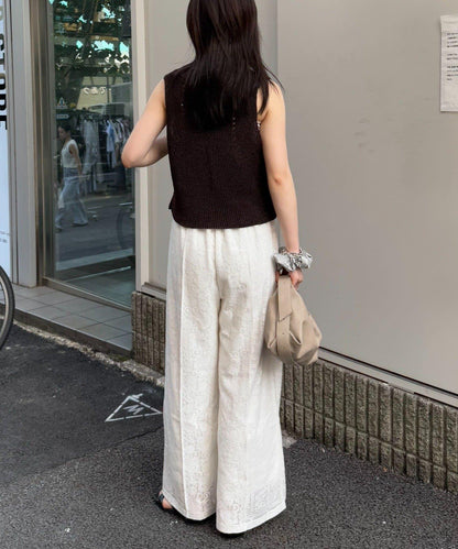 拼接蕾絲寬鬆褲