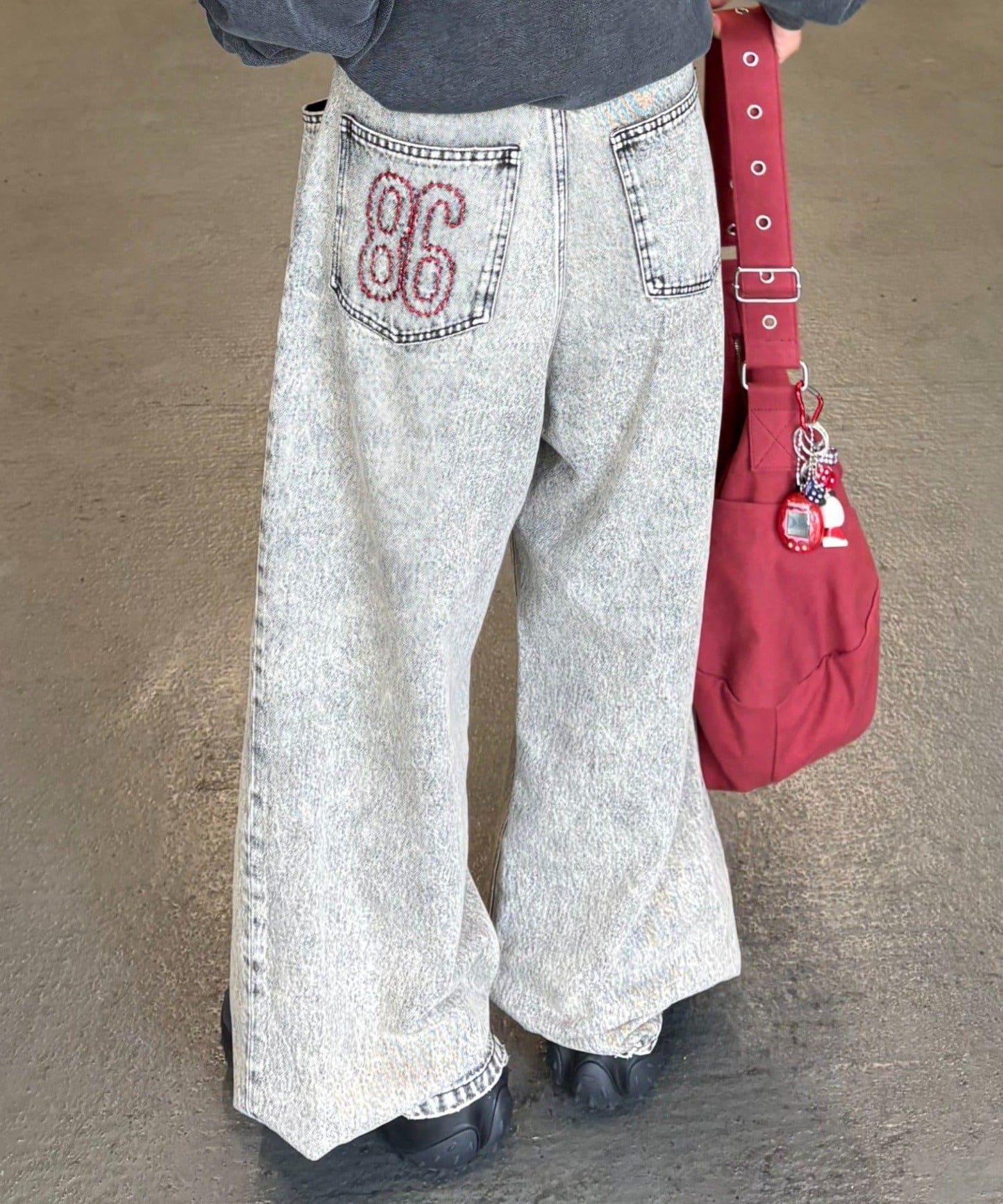 【薩基企劃】【可調節腰圍】超染褶皺設計牛仔褲