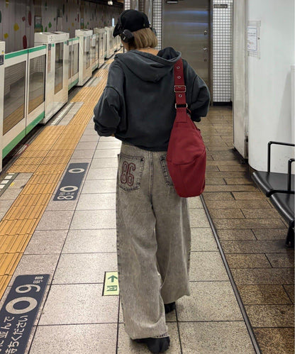 【薩基企劃】【可調節腰圍】超染褶皺設計牛仔褲