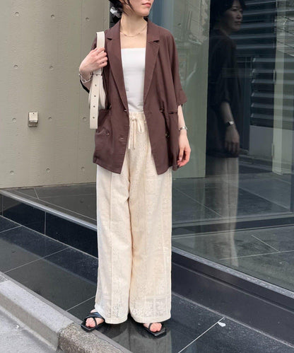 拼接蕾絲寬鬆褲