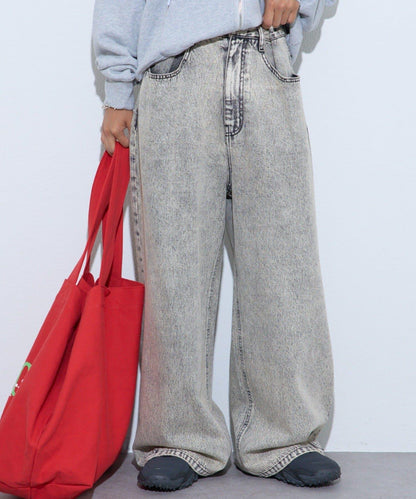 【薩基企劃】【可調節腰圍】超染褶皺設計牛仔褲