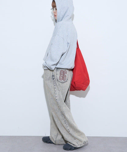 【薩基企劃】【可調節腰圍】超染褶皺設計牛仔褲