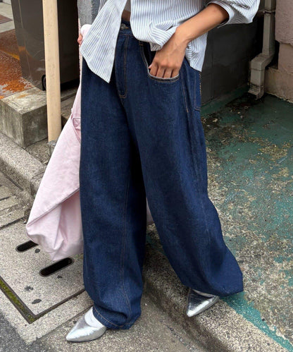 【薩基企劃】【可調節腰圍】超染褶皺設計牛仔褲