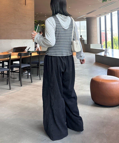 【soome韓國企劃】條紋層疊領口透視剪裁襯衫