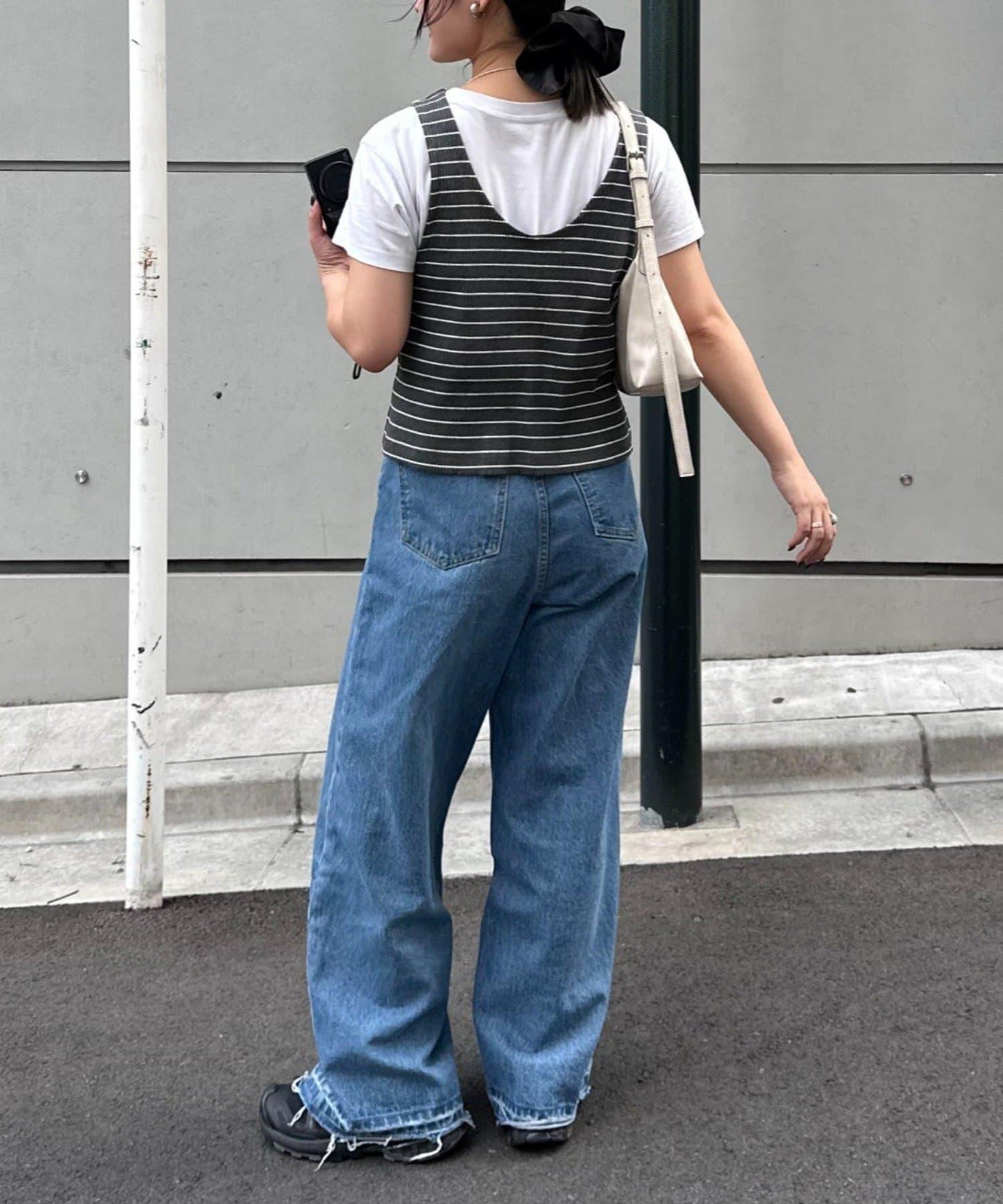 【soome韓國企劃】條紋層疊領口透視剪裁襯衫