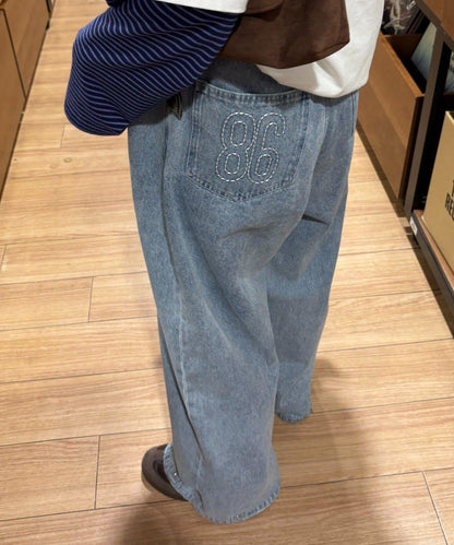 【薩基企劃】【可調節腰圍】超染褶皺設計牛仔褲