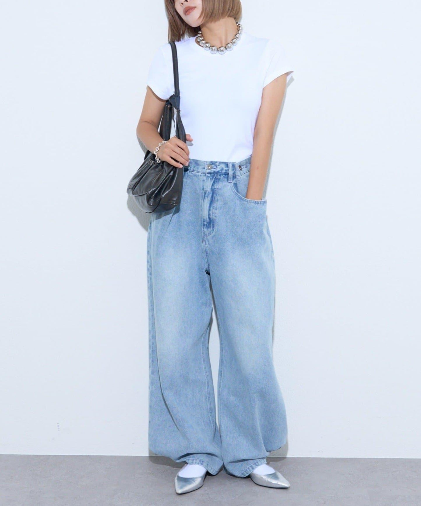 【薩基企劃】【可調節腰圍】超染褶皺設計牛仔褲