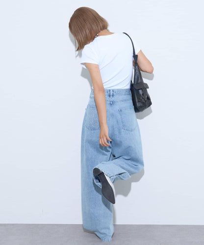 【薩基企劃】【可調節腰圍】超染褶皺設計牛仔褲