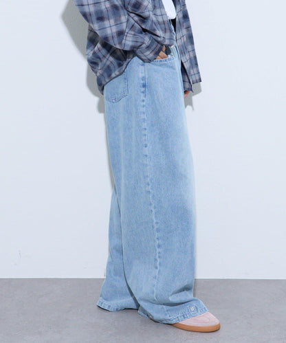 【薩基企劃】【可調節腰圍】超染褶皺設計牛仔褲