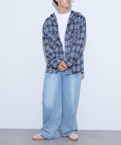 【薩基企劃】【可調節腰圍】超染褶皺設計牛仔褲