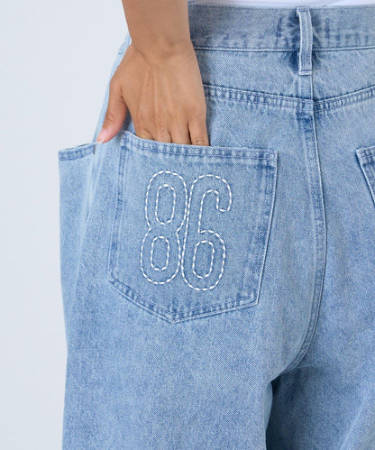 【薩基企劃】【可調節腰圍】超染褶皺設計牛仔褲