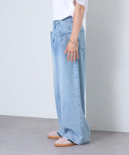 【薩基企劃】【可調節腰圍】超染褶皺設計牛仔褲