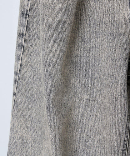 【薩基企劃】【可調節腰圍】超染褶皺設計牛仔褲