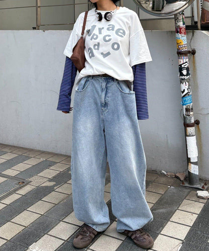 【薩基企劃】【可調節腰圍】超染褶皺設計牛仔褲