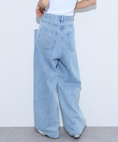 【薩基企劃】【可調節腰圍】超染褶皺設計牛仔褲