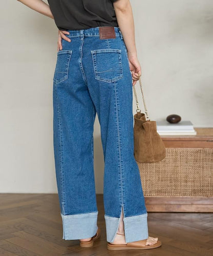 聯名 後開叉 寬鬆直筒