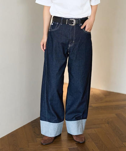 聯名 後開叉 寬鬆直筒