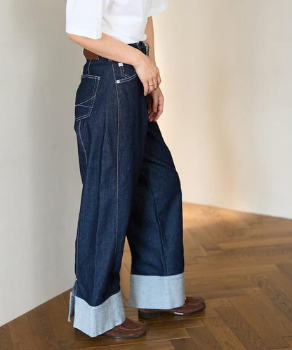 聯名 後開叉 寬鬆直筒