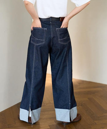 聯名 後開叉 寬鬆直筒