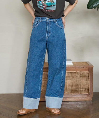 聯名 後開叉 寬鬆直筒