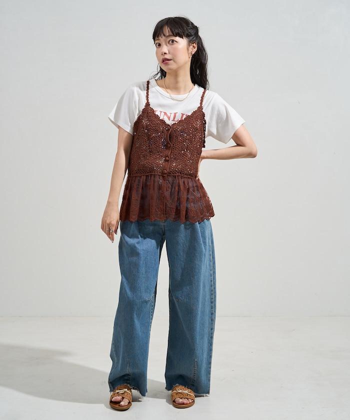 鉤針對接蕾絲吊帶背心胸衣