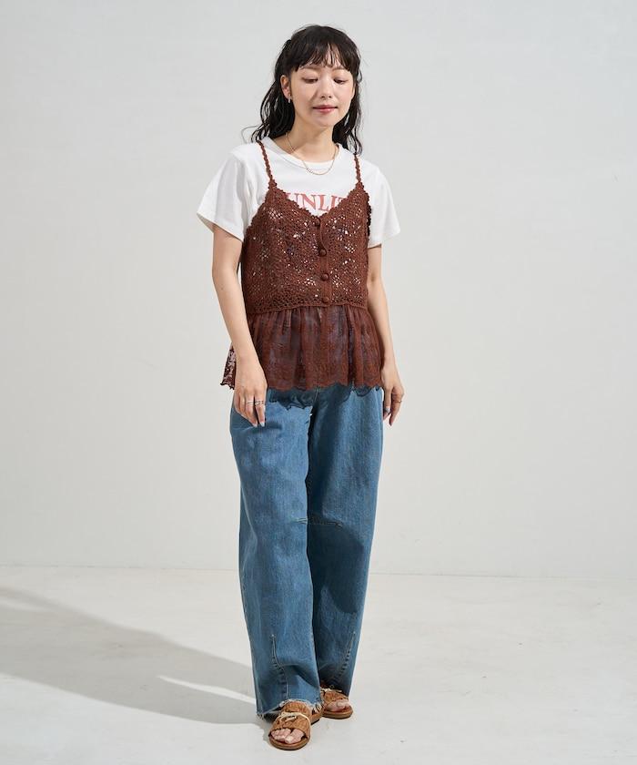 鉤針對接蕾絲吊帶背心胸衣