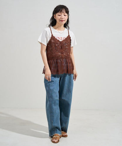 鉤針對接蕾絲吊帶背心胸衣