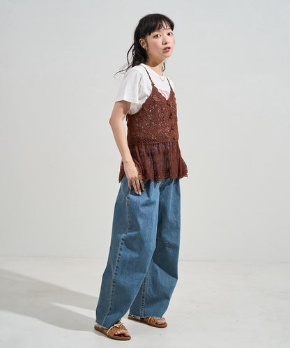 鉤針對接蕾絲吊帶背心胸衣