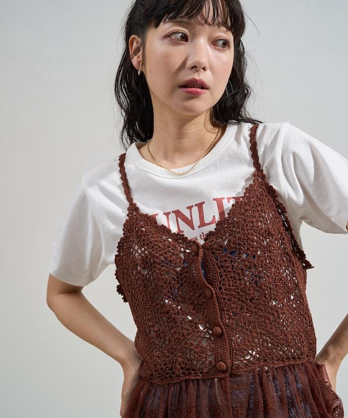 鉤針對接蕾絲吊帶背心胸衣