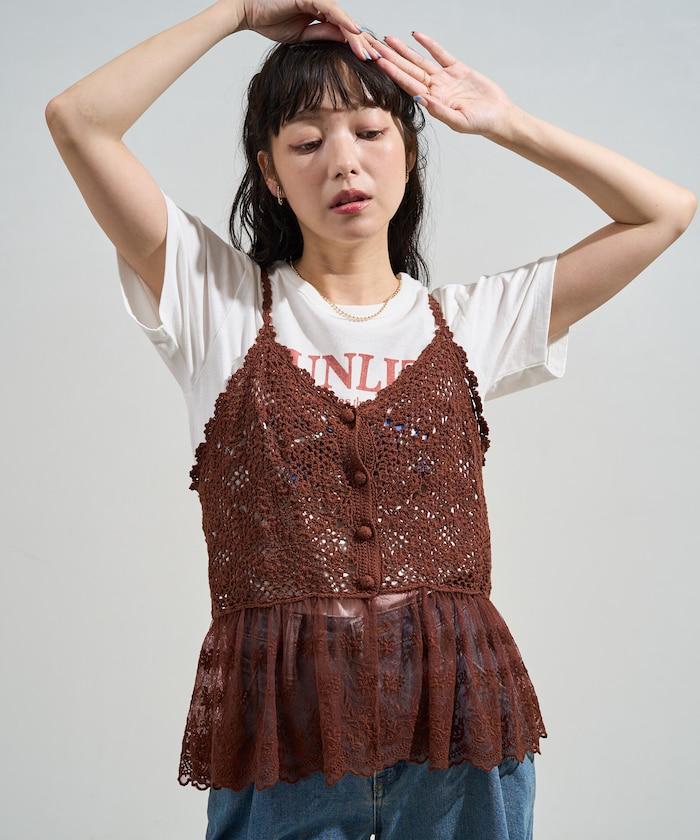 鉤針對接蕾絲吊帶背心胸衣