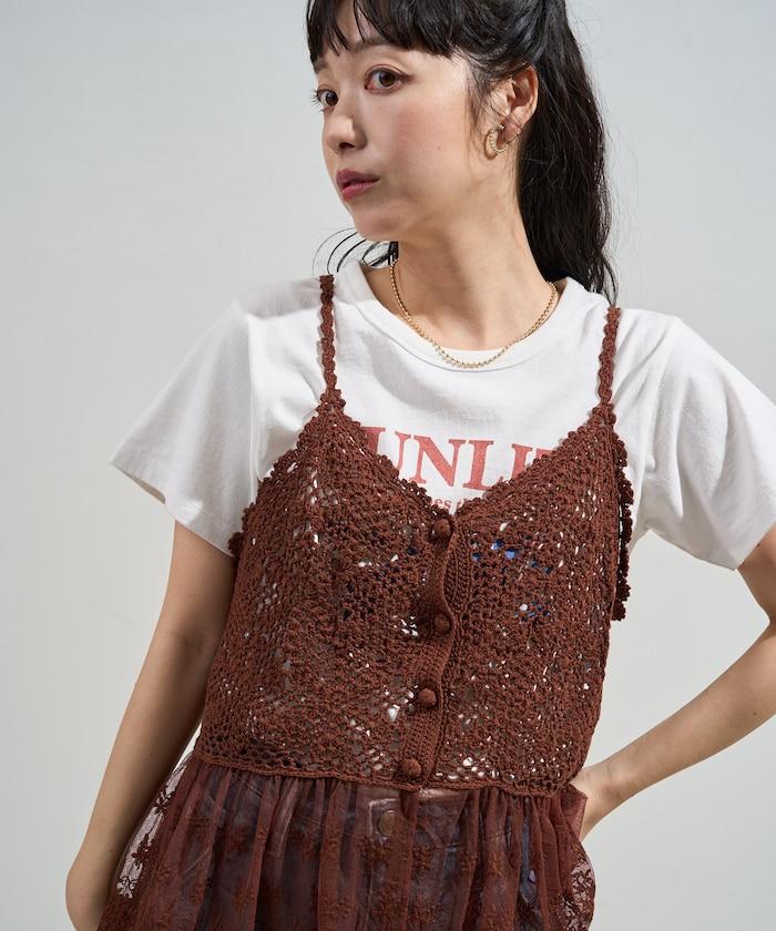 鉤針對接蕾絲吊帶背心胸衣