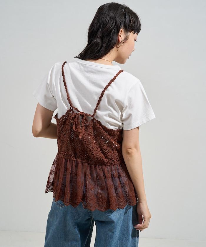 鉤針對接蕾絲吊帶背心胸衣