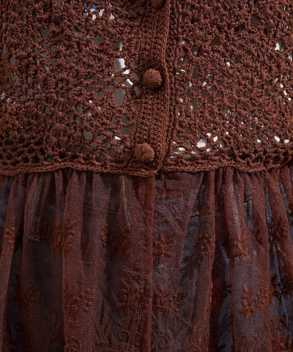 鉤針對接蕾絲吊帶背心胸衣