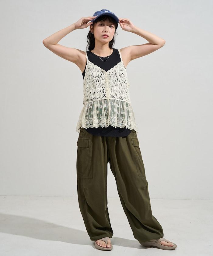 鉤針對接蕾絲吊帶背心胸衣