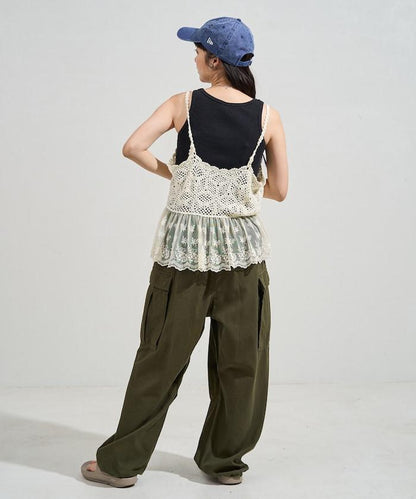 鉤針對接蕾絲吊帶背心胸衣