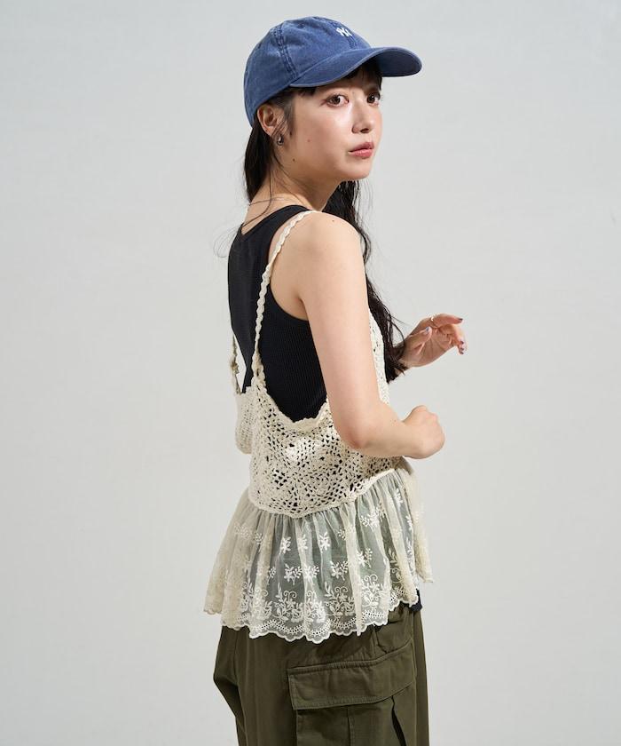 鉤針對接蕾絲吊帶背心胸衣