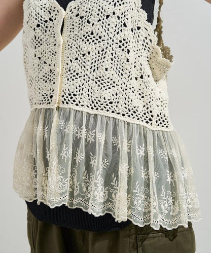 鉤針對接蕾絲吊帶背心胸衣