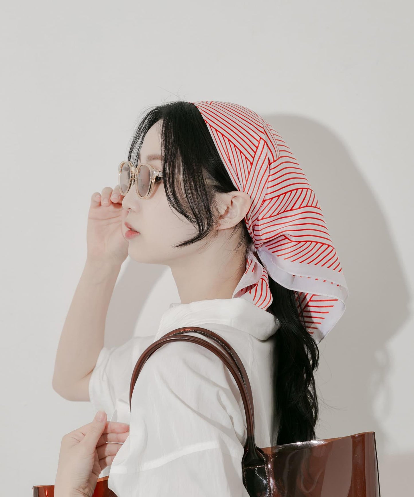 拼色圖案絲巾