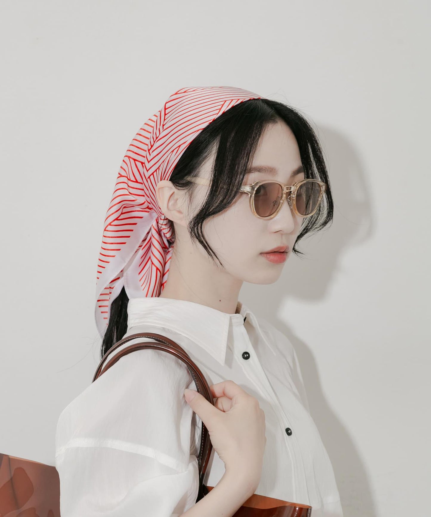 拼色圖案絲巾