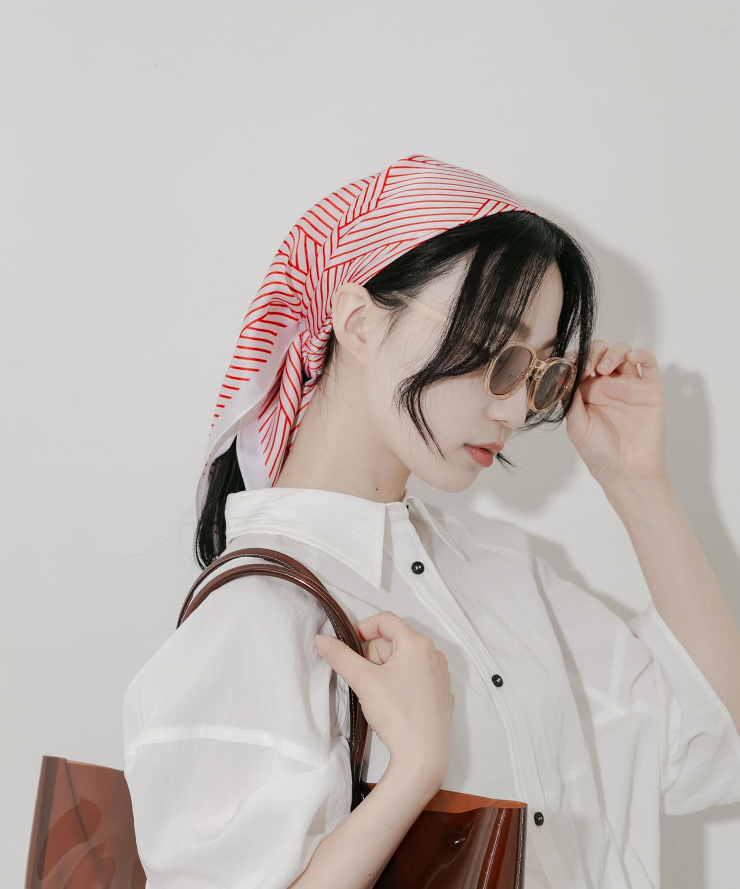 拼色圖案絲巾