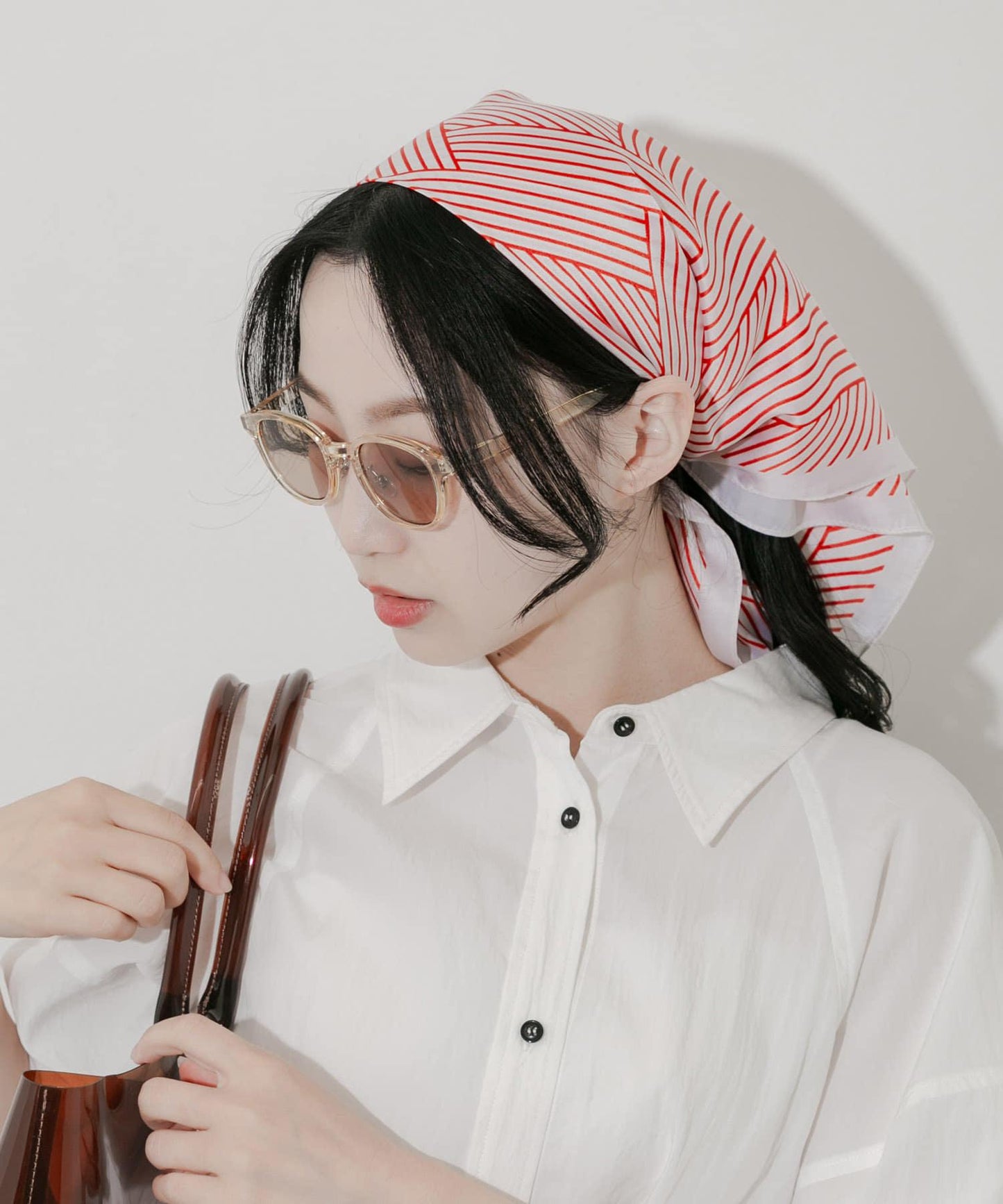拼色圖案絲巾