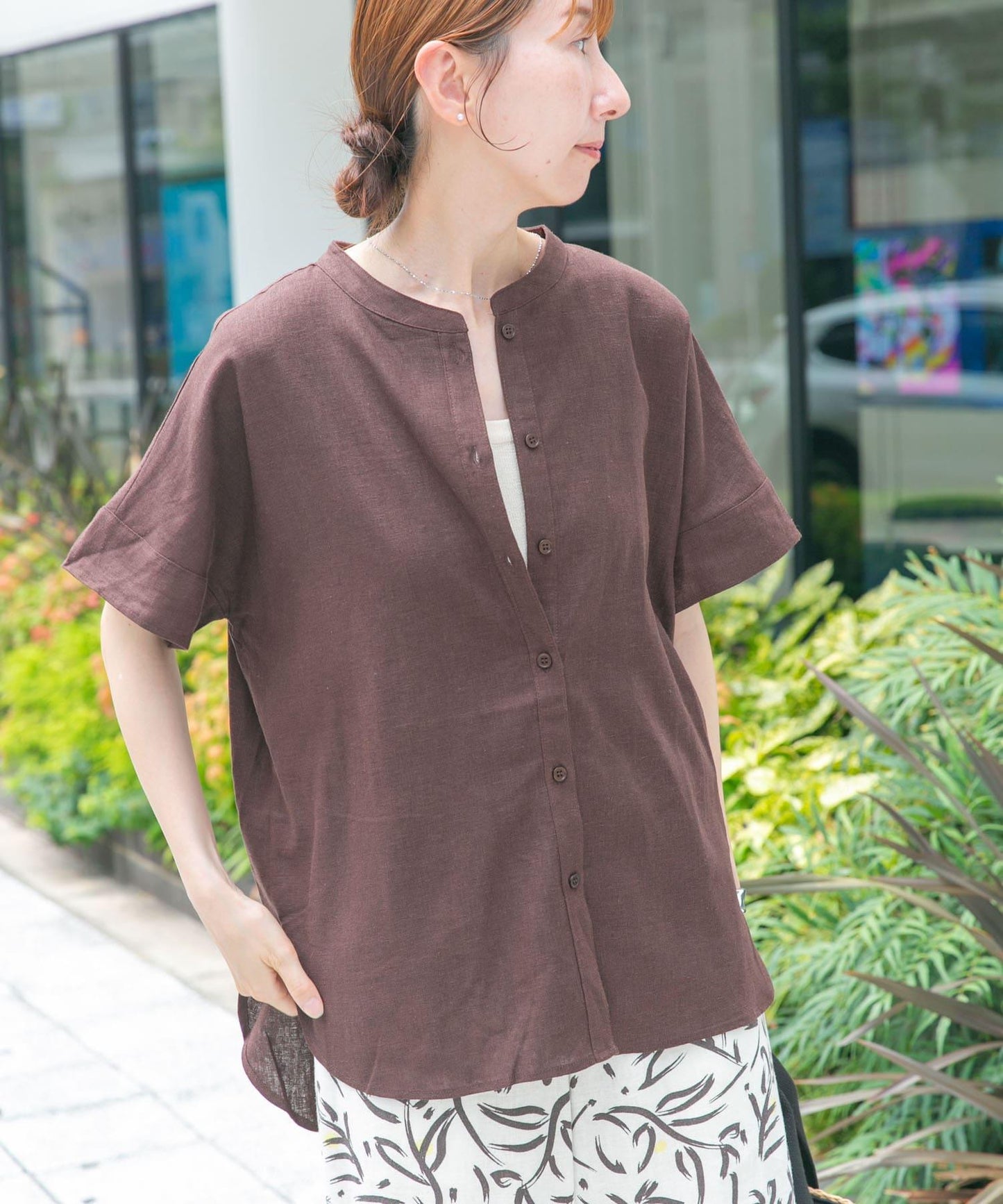 亞麻人造絲法式襯衫