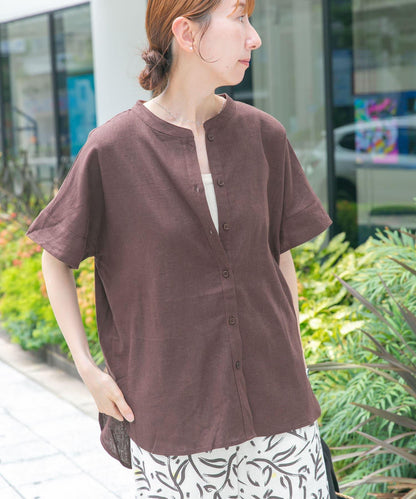 亞麻人造絲法式襯衫