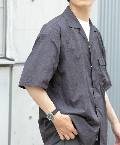 「套裝可搭配」尼龍佩斯利短袖襯衫