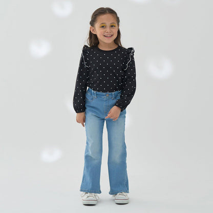 【軟棉】帶荷葉邊泡泡袖多款全印花T恤