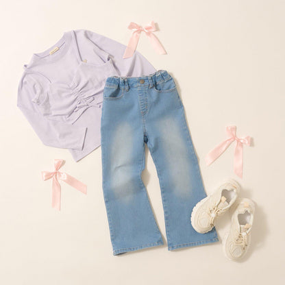 【修身剪裁】後開衩喇叭褲