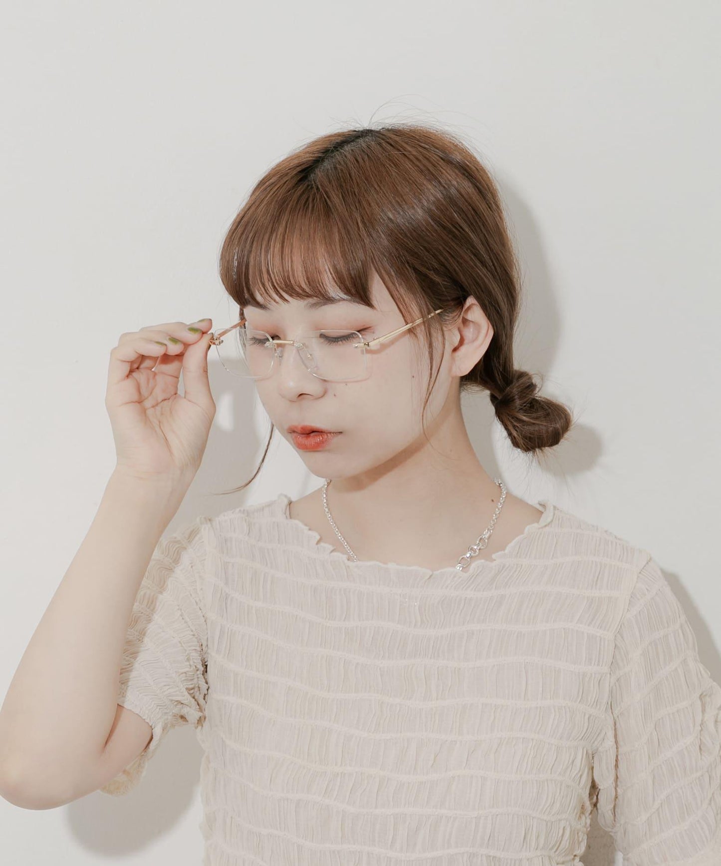 無框方形平光眼鏡