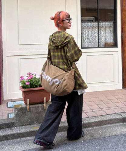 【亞卡企劃】帶食物口袋的混搭加工格子襯衫